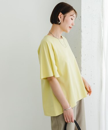 リンネル8月号掲載『UR TECH』Fby ROSSO　UVCUTバックテールフレアスリーブTシャツ