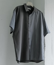 ストライプブロックドシャツ(5分袖)