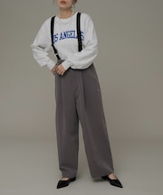 サスペンダー付きタックパンツ