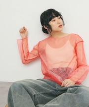 リバーシブルレイヤードチュールカットソー