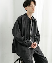 『ユニセックス』『接触冷感／吸水速乾／イージーケア』リネンライクバンドカラーロングスリーブシャツ