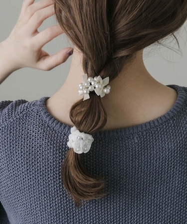 パールリボン2セットヘアゴム