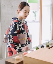 綿麻ゆかた 薔薇