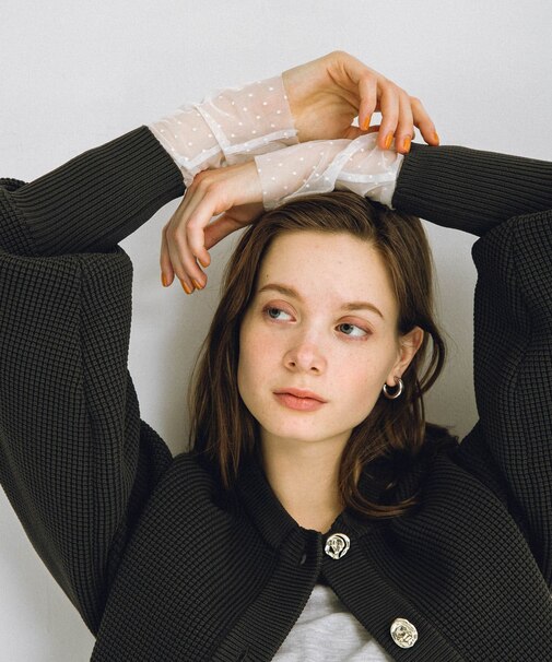 チュールスリーブレイヤードロンTEE