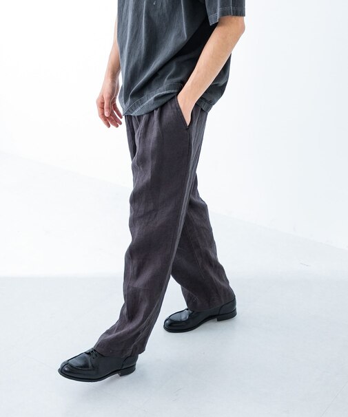 LINEN TUCK PANTS