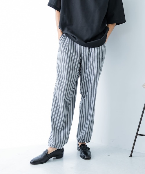 ✨美品✨近年 慈雨 サルエルパンツ ペチコート付き ストライプ イージーパンツ SHENERY（シーナリー）の「サテンストライプイージーパンツ