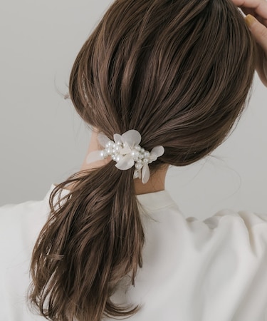 ランダムパールリボンヘアゴム