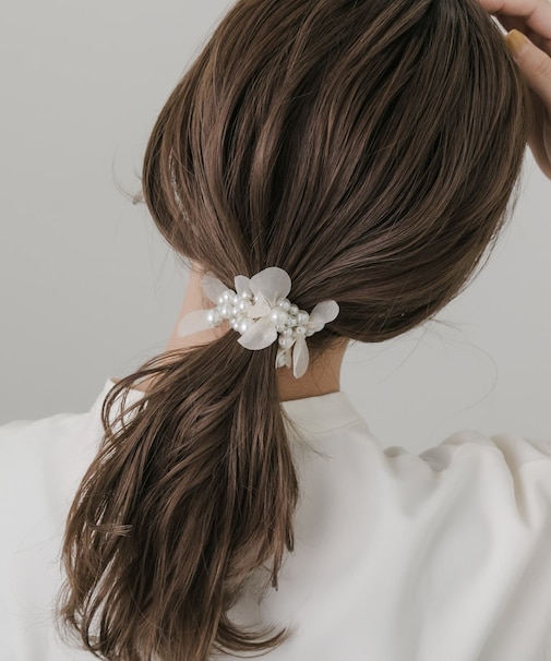ランダムパールリボンヘアゴム