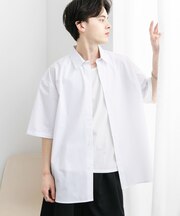 『ユニセックス』リラックスフィットレギュラーカラーショートスリーブシャツ