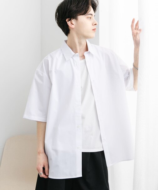 『ユニセックス』リラックスフィットレギュラーカラーショートスリーブシャツ