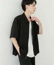 ZIPショートスリーブルーズシャツ