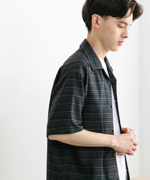 チェックオープンカラーショートスリーブシャツ