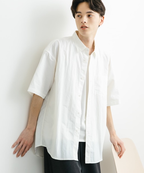 ナイロンレギュラーカラールーズショートスリーブシャツ