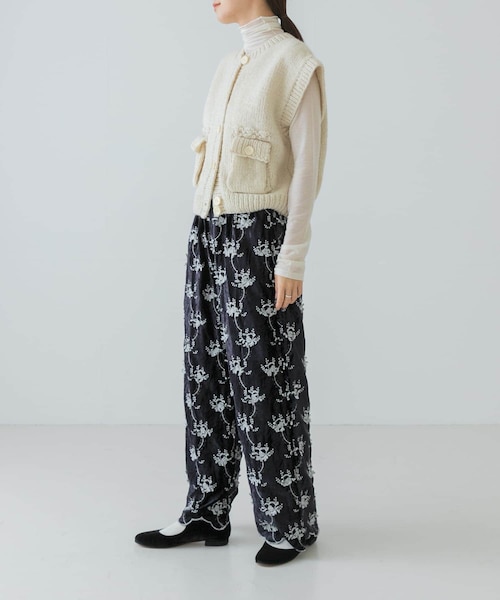 crinkle crinkle crinkle velvet embroidery pants｜アーバン
