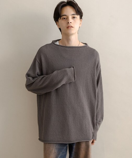 コットンタッチロールネックニット