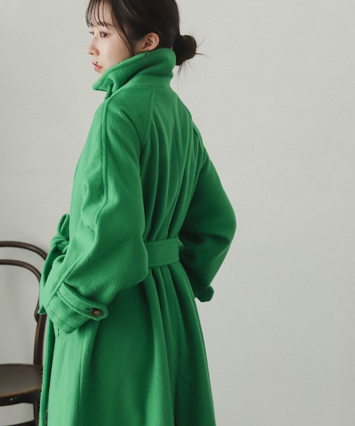 ATON エイトン ステンカラーコート ロング 2way ライナー グリーン 2 ATON エイトン ステンカラーコート ロング 2way ライナー グリーン 2