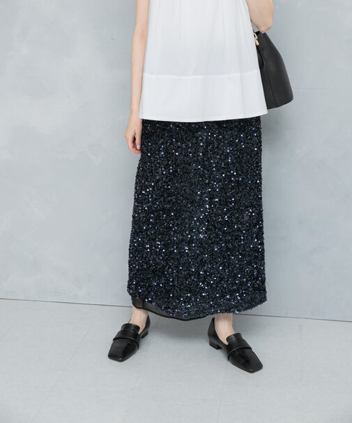 スパンコールレイヤードスカート