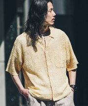 リネンタッチレース編みショートスリーブシャツ