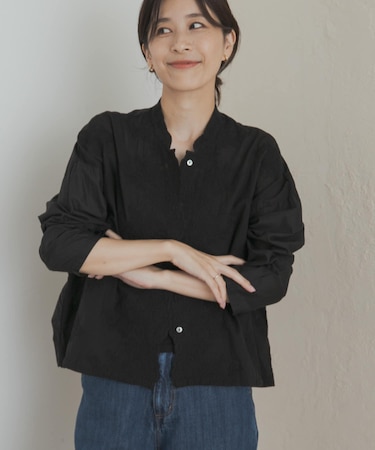 mizuiro ind　lacestandcollar wideshirts