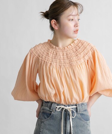 2WAYシャーリングブラウス