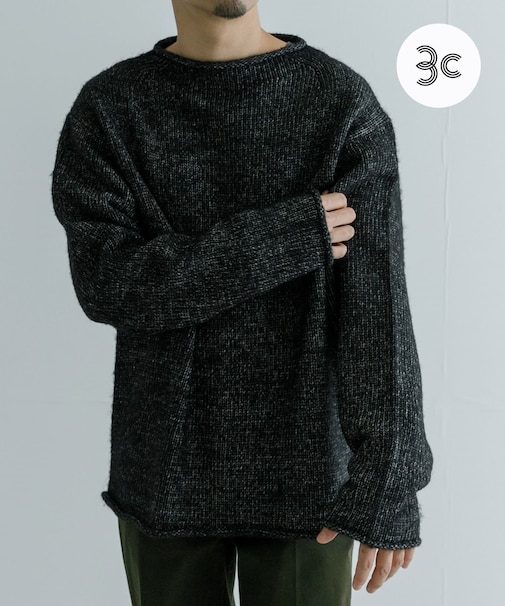new basic DENIM LIKE ROLL NECK KNIT