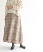 チェック柄フレアロングスカート