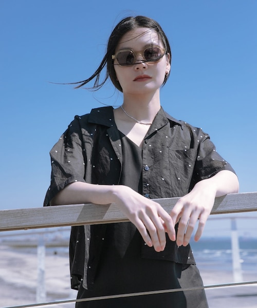 【BLACK】new basic オーガンジードットオープンカラーシャツ new basic オーガンジードットオープンカラーシャツ｜アーバンリサーチ