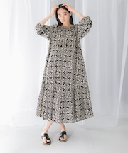 sara mallika　COTTON LUREX RIPPLE PRINT DRESS