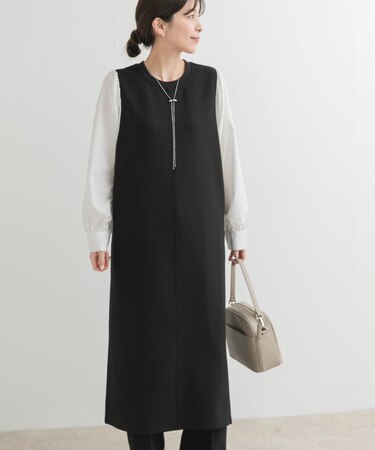 ボリュームスリーブドッキングワンピース