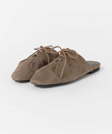 スエード調レースアップスリッパ