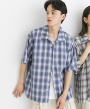 『ユニセックス』オンブレーチェックショートスリーブシャツ