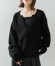 キーネックコクーンスリーブセーター