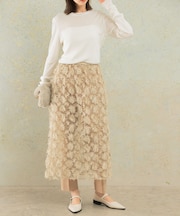 チュールフラワーレイヤードスカート