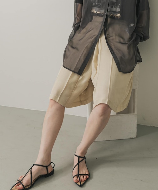 リネンライクメッシュバミューダ