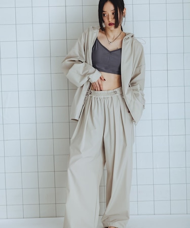 撥水UVカットウエストドロータックパンツ