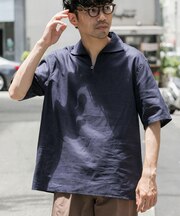 『XLサイズあり』リラックスコットンリネンスキッパーシャツ
