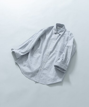 『XLサイズあり』リラックスコットンリネン7分袖シャツ