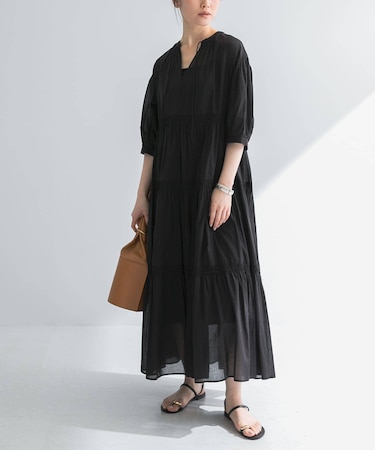 コットンボイルティアードワンピース