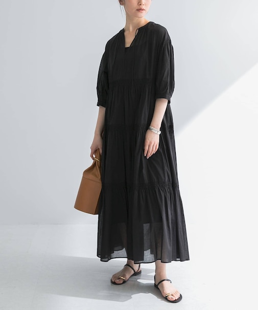 コットンボイルティアードワンピース