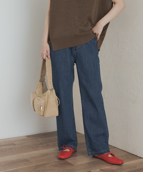 URBANRESEARCHワイドデニムインディゴブルー サイズМ アーバンリサーチ URBAN RESEARCH DENIM WIDE TAPERED PANTS