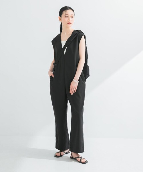 新品VERMEIL par iena ゆったりリネンライクVネックオールインワン VERMEIL par iena（ヴェルメイユパーイエナ）の「リネンライクV