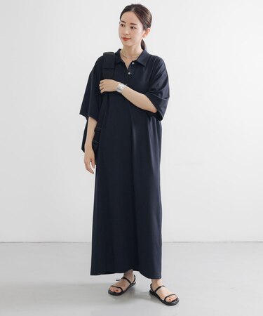 レーヨンナイロンシャツカラーワンピース