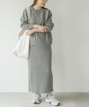 『WEB限定』スウェットライクニット×スカートセットアップ