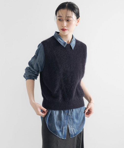 FOX／CASHMEREクルーネックベスト