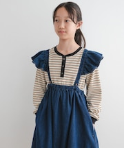 『WEB／一部店舗限定サイズ』ワッフルボーダーロングTシャツ(KIDS)