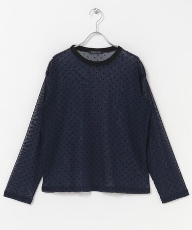 mizuiro ind　mesh dots crew neck pullover