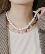 ミックスチャームビーズマンテルネックレス