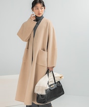 カラーレスリバーロングコート