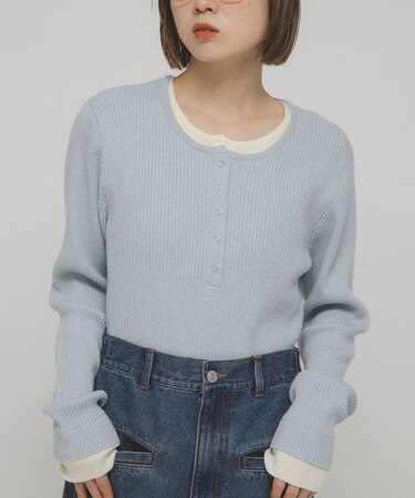 レイヤードライクヘンリーニット