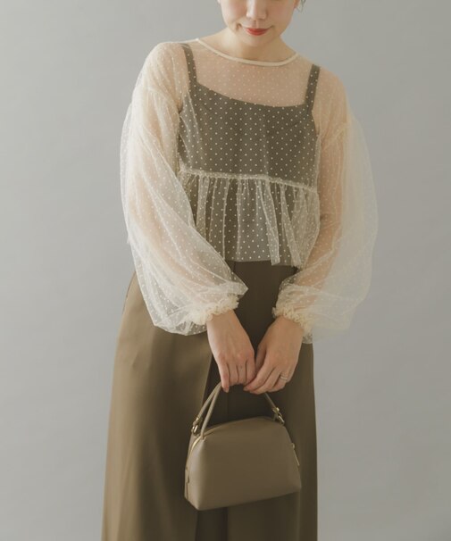 ドットチュールブラウスSETドレス